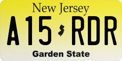 NJ license plate A15RDR