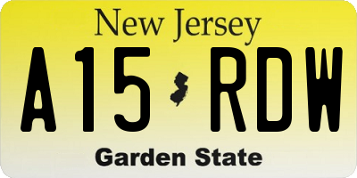 NJ license plate A15RDW