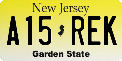 NJ license plate A15REK