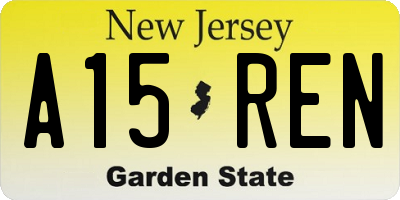 NJ license plate A15REN