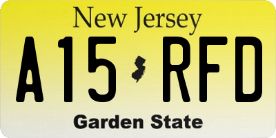 NJ license plate A15RFD