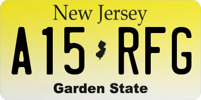 NJ license plate A15RFG