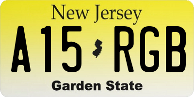 NJ license plate A15RGB