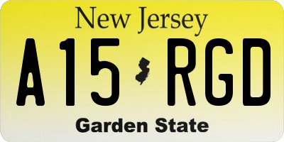 NJ license plate A15RGD