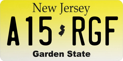 NJ license plate A15RGF