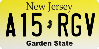 NJ license plate A15RGV
