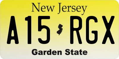NJ license plate A15RGX
