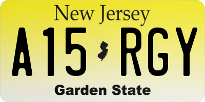 NJ license plate A15RGY