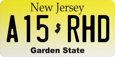 NJ license plate A15RHD