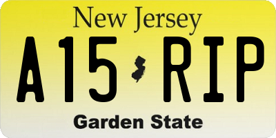 NJ license plate A15RIP
