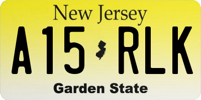 NJ license plate A15RLK