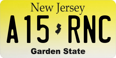 NJ license plate A15RNC