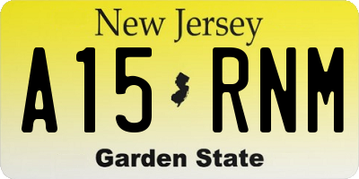 NJ license plate A15RNM