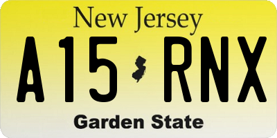 NJ license plate A15RNX