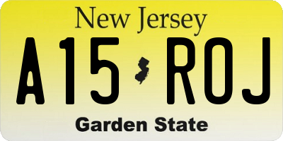 NJ license plate A15ROJ