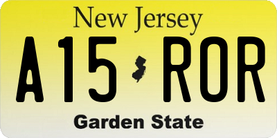 NJ license plate A15ROR