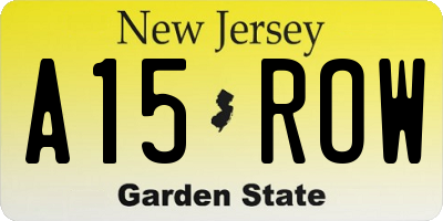 NJ license plate A15ROW
