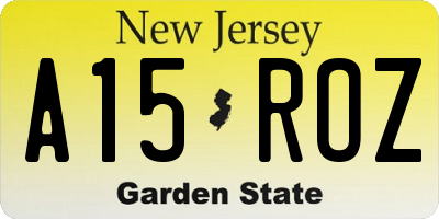 NJ license plate A15ROZ