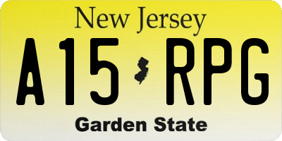 NJ license plate A15RPG