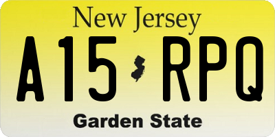 NJ license plate A15RPQ