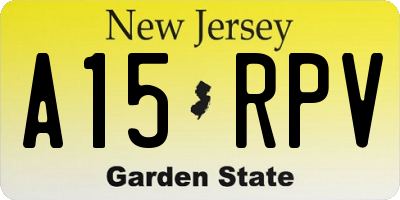 NJ license plate A15RPV