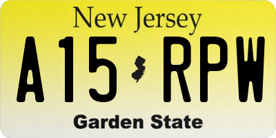 NJ license plate A15RPW