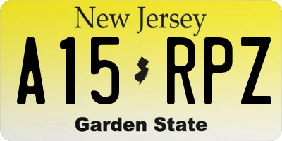 NJ license plate A15RPZ