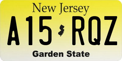 NJ license plate A15RQZ