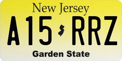 NJ license plate A15RRZ