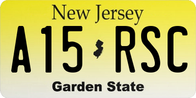 NJ license plate A15RSC