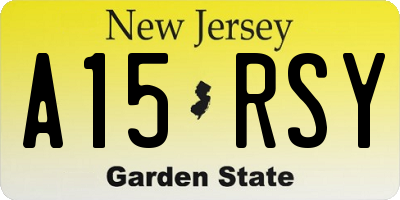 NJ license plate A15RSY