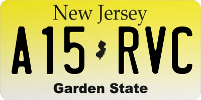 NJ license plate A15RVC