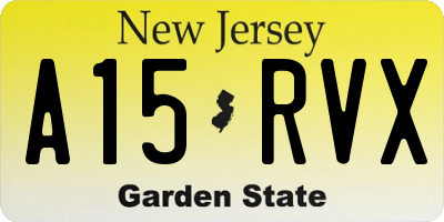 NJ license plate A15RVX