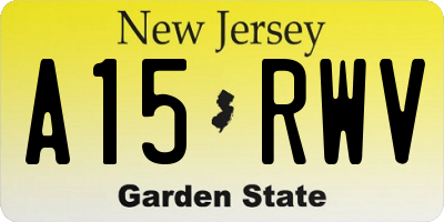 NJ license plate A15RWV