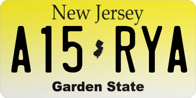 NJ license plate A15RYA