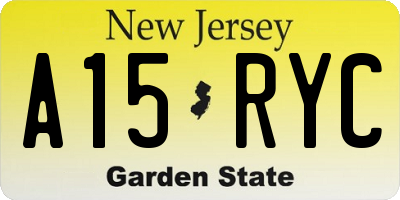 NJ license plate A15RYC