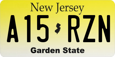NJ license plate A15RZN