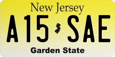 NJ license plate A15SAE