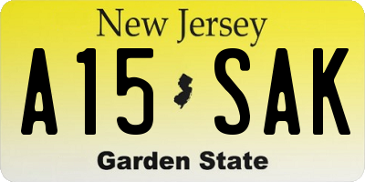 NJ license plate A15SAK