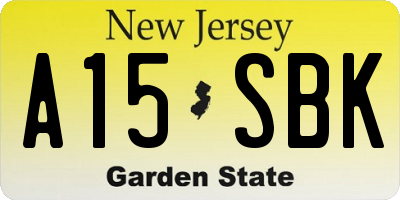 NJ license plate A15SBK