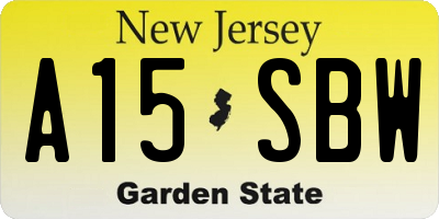 NJ license plate A15SBW
