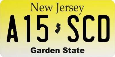 NJ license plate A15SCD
