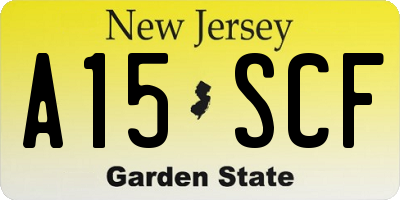 NJ license plate A15SCF