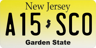 NJ license plate A15SCO