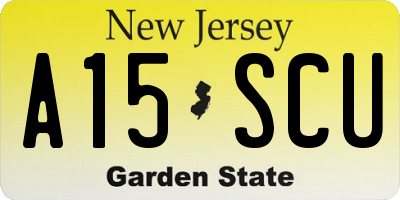 NJ license plate A15SCU