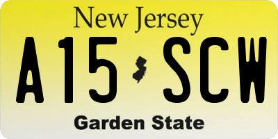 NJ license plate A15SCW