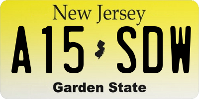 NJ license plate A15SDW