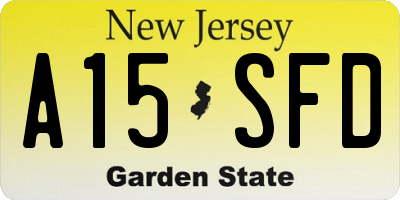 NJ license plate A15SFD