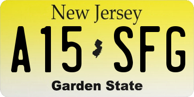 NJ license plate A15SFG