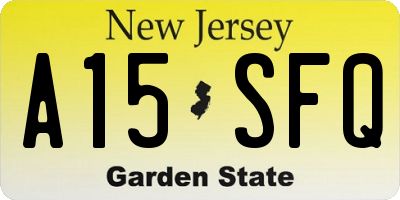 NJ license plate A15SFQ